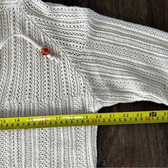 Heartloom Open Hooded Crochet pullover Sweater Boho Ivory Size Large - Picture 8 of 11